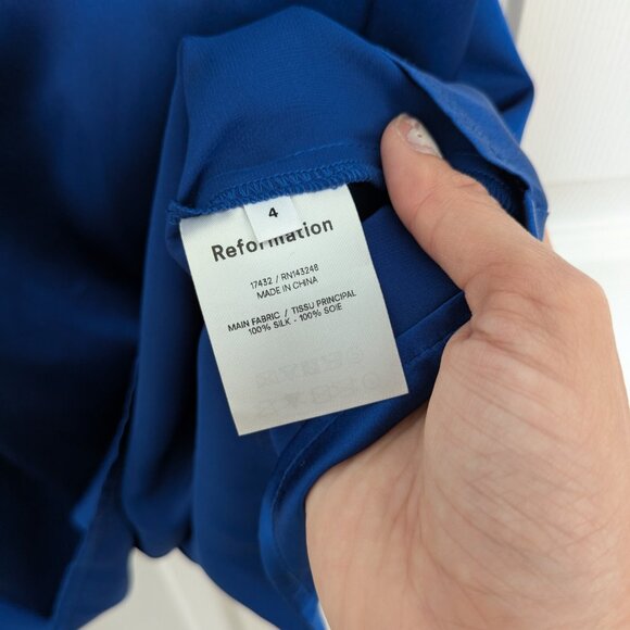 Blue Silk Reformation Mini Dress - Picture 4 of 5